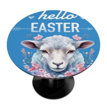 Imagem de hongjinglin Toalha de mesa redonda com borda elástica de Páscoa, toalha de mesa redonda limpável para ambientes internos e externos, pátio, jantar, cozinha, festival, decoração para mesas de 114 a 127