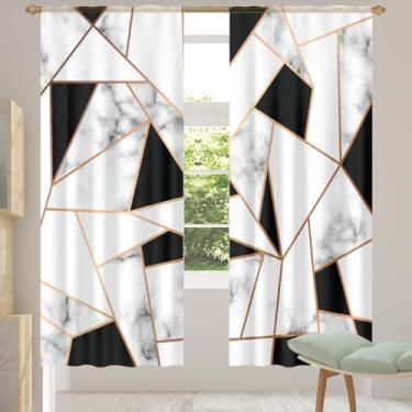 Imagem de 2 conjuntos de painéis de cortinas transparentes de arte de mármore abstrato, cortinas transparentes arejadas com filtro leve, painéis de cortina de porta e janela para sala de estar, quarto, jantar