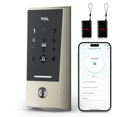 Imagem de TCL Trava inteligente D2, fechadura de porta de entrada sem chave com controle de aplicativo, senhas, chaves mecânicas e códigos temporários, trava automática, funciona com Alexa/Google, fácil