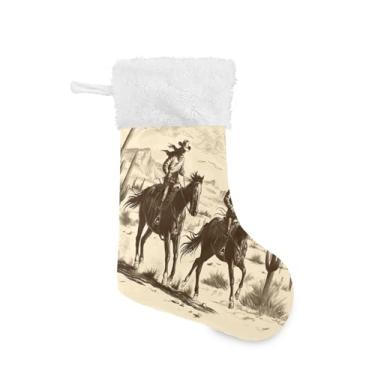 Imagem de Blueangle 1 pacote de meias de Natal para meninos de vaca ocidental de 17,7 polegadas para decorações de festas de fim de ano, porta-presentes e meias (89)