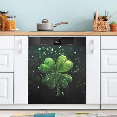 Imagem de ATTX Capa magnética para lava-louças trevo verde trevo, 58,4 cm C x 66 cm A decoração da capa da máquina de lavar louça, decalques de armário doméstico eletrodomésticos adesivos #14