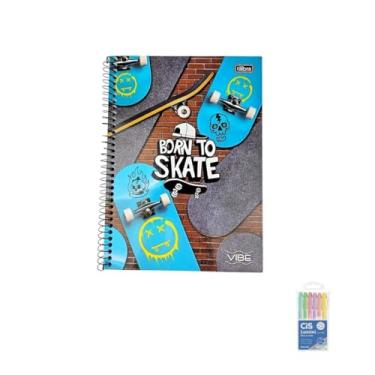 Imagem de Kit Caderno Universitário Tilibra Masculino 20 Matérias 320 Folhas + Estojo Marca Texto Lumini Pastel 06 Cores