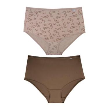 Imagem de Kit/2 Calcinha DelRio 50027 Feminina Cintura Alta Microfibra T. P/EG, 