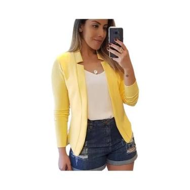 Imagem de Blazer Feminino Branco Fino De Manga Longa Slim Fit Para Verão E Outon