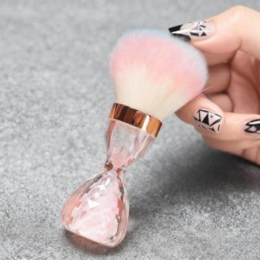 Imagem de 1 pincel de pó de ampulheta, pincel de pó solto e blush, ferramenta de maquiagem facial com cabo de funil, adequada para mulheres. (rosa)