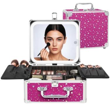 Imagem de Necessaire de Maquiagem Relevável com Espelho LED Estojo de Viagem Ros