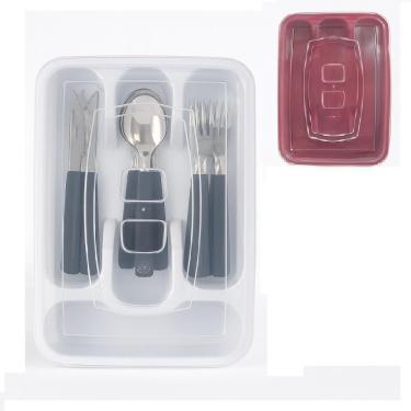 Imagem de Porta Talheres Com Tampa Organizador Talher Gaveta Armario Utensilios Cozinha 4 Divisorias Viagem Churrasco Camping