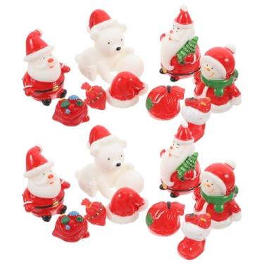 Imagem de BESPORTBLE Conjunto de estatuetas de resina de boneca de Natal, 18 peças de enfeites de Natal vermelhos, utensílios decorativos em miniatura para decoração de férias e exibição festiva