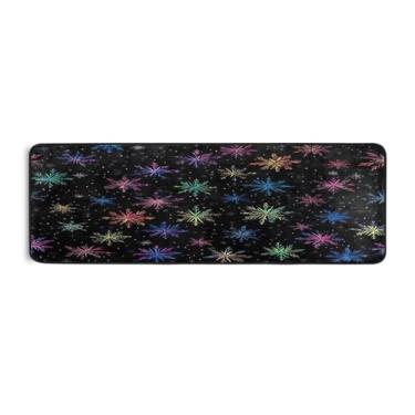 Imagem de Qilmy Tapete de corrida colorido de flocos de neve de Natal 183 x 61 cm, antiderrapante, antifadiga, confortável, tapetes longos, para quarto, sala de estar, banheiro, corredores, entrywa894
