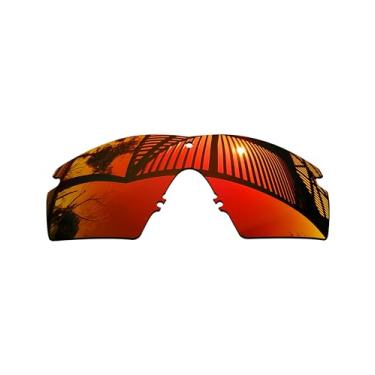 Imagem de MYCOURAG Lentes de reposição polarizadas com proteção UV para óculos de sol Oakley Si Ballistic M Frame 2.0 – Vermelho fogo espelhado revestido polarizado