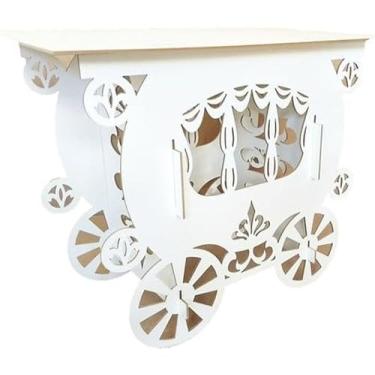 Imagem de Mesa Carruagem Provençal Decoração Festa, Branco, 100x60x80 cm, MDF Branco Laminado 6mm, Desmontável com Encaixes