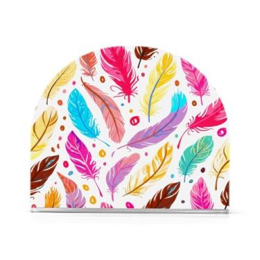 Imagem de xigua Porta-guardanapos de acrílico de penas bonitas, porta-guardanapos para mesas cozinha restaurante decoração de casa, suporte decorativo moderno para guardanapos de coquetel de papel de jantar 178