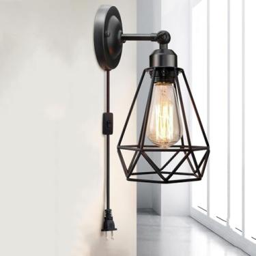 Imagem de Luminária de parede de madeira estilo boho para interiores, luminária de parede de bambu vintage estilo boho, luminária de cabeceira rústica de corda de cânhamo trançada à mão, lâmpada decor