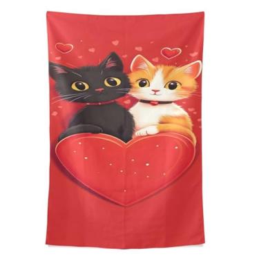 Imagem de STAYTOP Tapeçaria de parede de gato fofo para decoração de casa, decoração de dormitório, sala de estar, quarto, tapete de parede (60 × 40 pol)