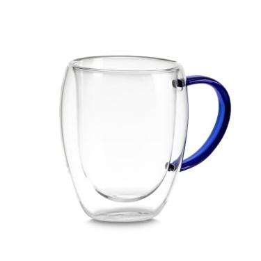 Imagem de Xícara em Vidro Borossilicato Parede Dupla 350ml Azul