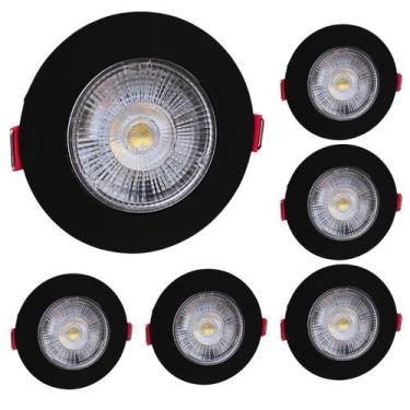 Imagem de 6 Spot Led Redondo 5W Branco Frio 6500k Preto Bivolt - Avant