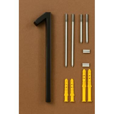 Imagem de Números modernos de casas de 12 cm – números de endereço de liga de zinco resistente com ferragens de montagem totalmente em aço inoxidável – Parafusos extralongos para instalação ultra-segura – À