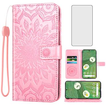 Imagem de Asuwish Capa de telefone para Google Pixel 7 5G carteira com protetor de tela de vidro temperado girassol capa flip fina suporte para cartão acessórios para celular Pixel7 Pixle Seven 6.3 mulheres