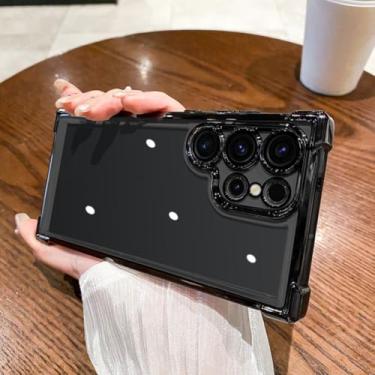 Imagem de Capa transparente de luxo com revestimento antichoque para Samsung Galaxy S24 Ultra S25 Fe Edge S23 S22 S21 S20 (para Samsung Note10/preta)