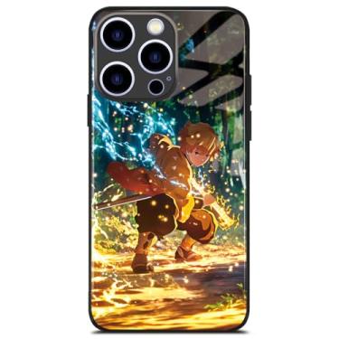 Imagem de Akatxezy Capa de telefone criativa anime requintada de vidro brilhante para iPhone Air, silicone com painéis de mangá capa protetora durável