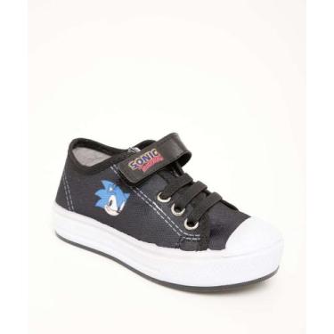 Imagem de Tênis Infantil Casual Estampa Sonic-54040, Preto, 23/24