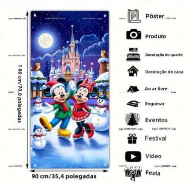 Imagem de Banner De Natal Da Disney Mickey Minnie Para Porta, Decoração Interna 