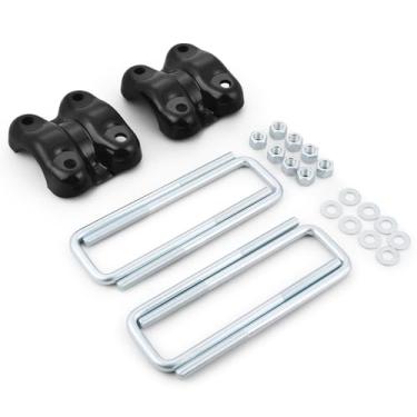 Imagem de Par de parafusos em U e placa de mola de eixo traseiro para Chevy GMC C1500 K1500 Suburban Yukon Tahoe (1988-1998), parafusos em U quadrados estendidos de 6,3 cm de largura 22,2 cm de comprimento