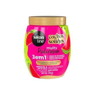 Imagem de Salon Line, Creme de Tratamento 3 em 1, Multy Poderosos, Cachos dos Sonhos, Melancia e Mix de Óleos, Vegano - Para Cabelos Cacheados e Crespos, 1kg