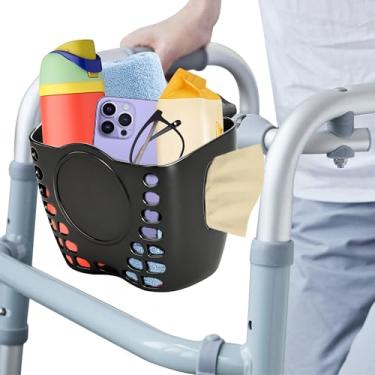Imagem de Cesta de andador, suporte de copo para cadeira de rodas, acessórios de andador para idosos, cesta para caminhantes carregarem coisas, adequado para cadeira de rodas, andador, andador, carrinho de bebê
