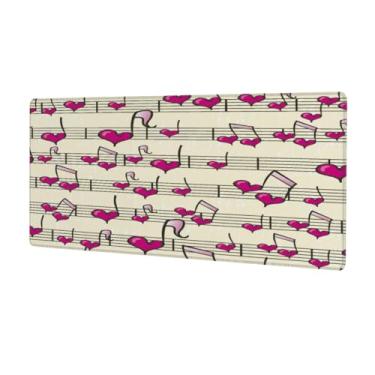 Imagem de Tapete de rato com música de coração grande à prova d'água para computador estendido tapete protetor de mesa tapete antiderrapante base de borracha para escritório, computador, teclado, laptop e mesa