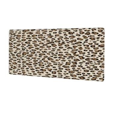 Imagem de Tapete de rato grande, bonito, marrom, leopardo, impermeável, protetor de mesa estendido, tapete de borracha antiderrapante para escritório, computador, teclado, laptop e mesa de casa, mouse pad de 80