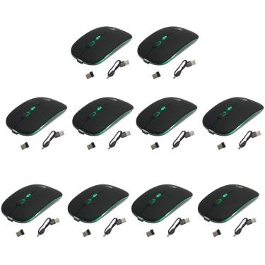 Imagem de Kit 10 Mouses Sem Fio Recarregável Mega M185 com Led DPI Ajustável