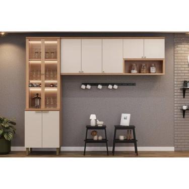 Imagem de Kit Cozinha Modulada 3 Peças Selene (2aéreos+1cristaleira) Cp15 Jequitiba-off White Fosco - Linea Brasil