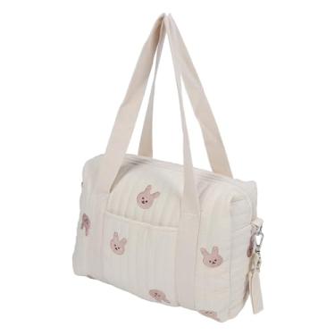 Imagem de Generic Bolsa Multifuncional para Carrinho de bebê, Bolsa de Mão Bordada de Grande Capacidade para Mães, Com Zíper, de Mão para Bebês, Pano de Algodão Essencial ( Coelho)