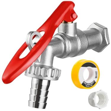 Imagem de Torneira de Metal Com Porta Cadeado Para Jardim 1/2" + Bucha de Redução 3/4" Para 1/2" + Fita Veda Rosca