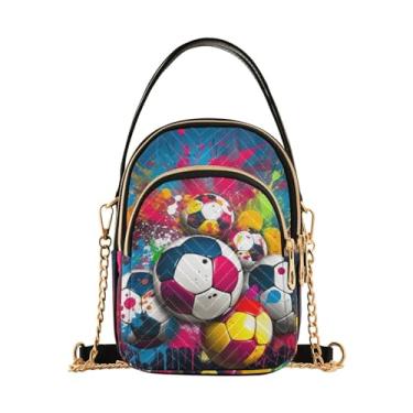 Imagem de Duas bolsas de mão pequenas de pavões na árvore para mulheres, bolsas transversais, bolsas de ombro femininas modernas, Bolas de futebol em respingos de tinta-1, One Size