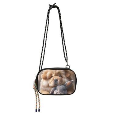 Imagem de Bolsas pequenas transversais femininas bolsa sobre a bolsa de ombro carteira de viagem todos os dias bolsa de telefone chow chow cachorro coelho fofo