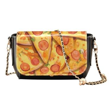 Imagem de GAIGEO Bolsa tiracolo feminina abstrata de ouro e prata Swirls de couro, bolsas transversais de couro para mulheres, Fatias de pizza em cores diferentes - 2, One Size
