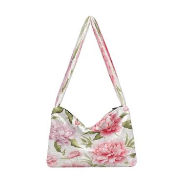 Imagem de Bolsa feminina floral rosa, bolsa de ombro com zíper para mulheres, bolsas de outono, Flor de peônia rosa - 1, One Size