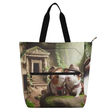 Imagem de Sacolas femininas fofas de hamster da Guiné para trabalho, lona, faculdade, escola, bolsas, professores, livros, presentes