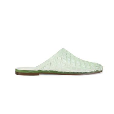 Imagem de MAIJED Sandálias femininas transparentes com bico fechado de malha vazada Jellies Mule sandálias deslizantes casuais confortáveis verão praia sandálias, Verde claro, 35