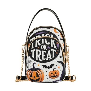 Imagem de TSENQUE Bolsas transversais acolchoadas com estampa de girassóis e vaca com alça de corrente para pulso para mulheres, Travessuras ou travessuras de Halloween, One Size