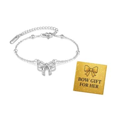 Imagem de Pulseira de laço, pulseira de nó e laço de fita, laços delicados, presente de Natal da amizade, Large, Aço inoxidável, Sem Pedra Preciosa