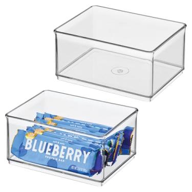 Imagem de Caixa organizadora média rasa iDesign – Conjunto de 2 – Transparente – Feita nos EUA