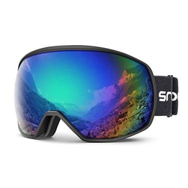 Imagem de Óculos de esqui para homens e mulheres, OTG sobre óculos de neve óculos de snowboard com proteção UV, lentes duplas antiembaçantes para esqui e snowboard, 09 B-FK Green