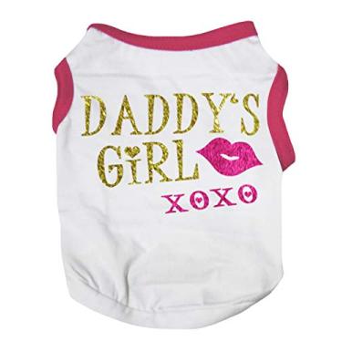 Imagem de Petitebella Camiseta branca Daddy's Girl XOXO roupas para cães (branca, PP)