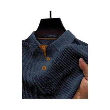 Imagem de Camiseta polo masculina de manga curta com lapela de seda gelada de ve