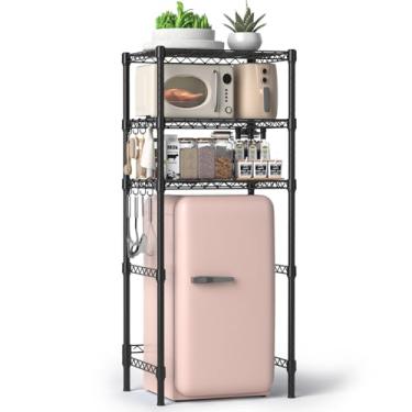 Imagem de Hodonas Mini suporte de geladeira de 3 camadas, prateleiras de armazenamento resistentes ajustáveis, maximiza o espaço vertical para dormitório, apartamento, cozinha e escritório, organizador para