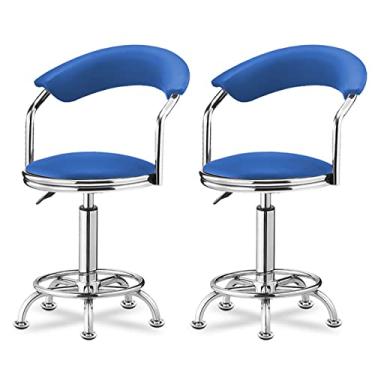 Imagem de Banco de bar, Banco de balcão giratório, altura ajustável, banquinho de jantar ilha de cozinha, assentos adicionais para hóspedes, conjunto de 2 bancos de bar e cadeira, Nowheels-Blue