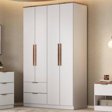 Imagem de Guarda Roupa Solteiro 4 Portas Milan Carraro Branco